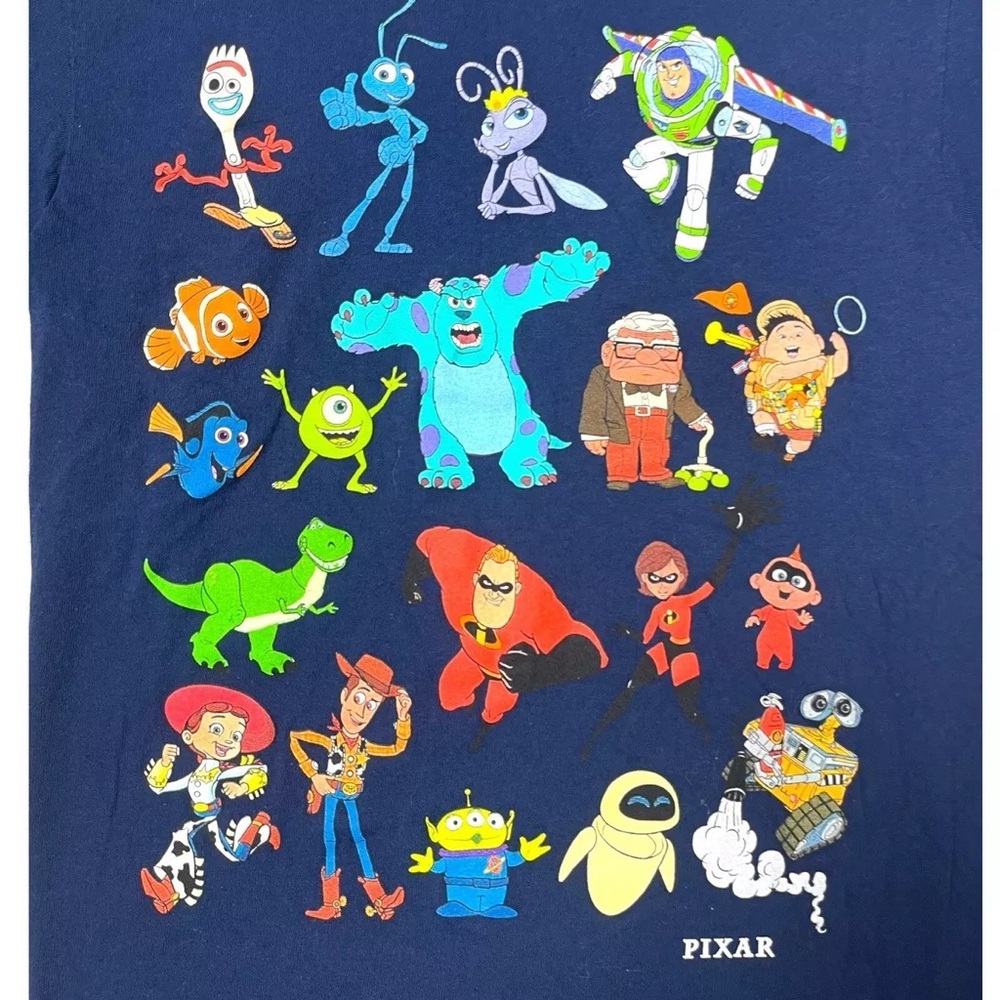 Disney Pixar T Shirt Men Size S/M Blue Short Sleeve Crew Neck Casual Cartoons - Picture 3 of 7